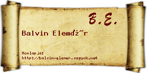 Balvin Elemér névjegykártya